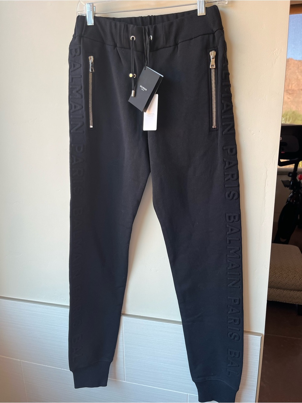 Balmain Paris Men’s Black Noir Embossed Logo Jogger Pants
